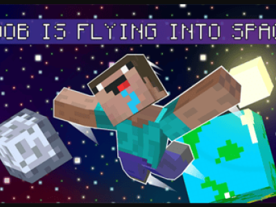 Noob is flying into space! background